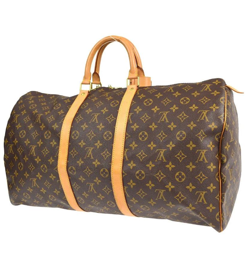 AUTHENTIC LOUIS VUITTON MONOGRAM KEEPALL 55 BAG DUFFEL BROWN CANVAS BOSTON